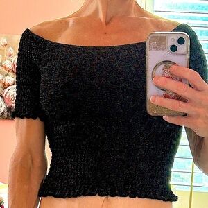 Urban Outfitters sparkly, rave festival, cropped, off shoulder party top MED NWT